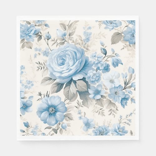 Artistic Light Pastel Blue Roses Napkins