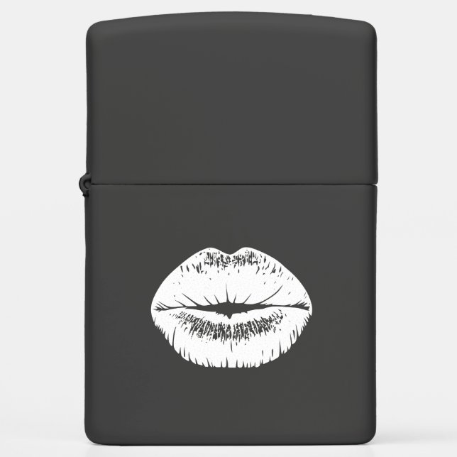 Artistic Lilac Monochromatic Defined Kiss Zippo Lighter (Front)