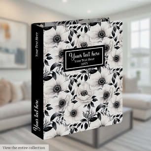 Artistic line art floral binder in grey hues