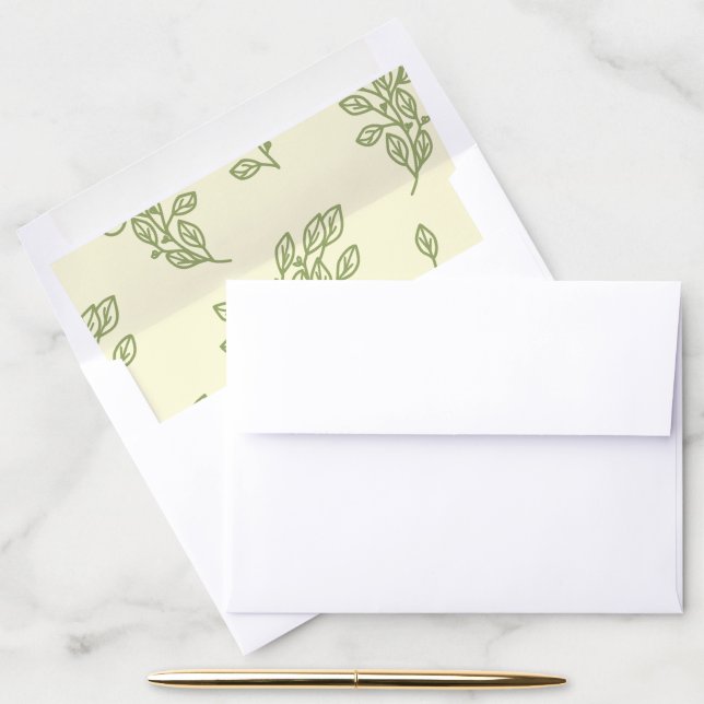 Artistic Line Leaves Wedding Envelope Liner (Desk)
