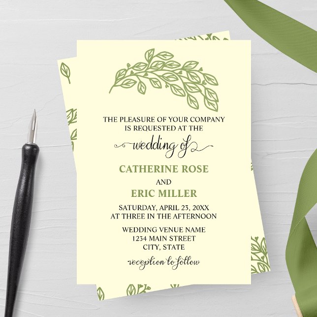 Artistic Line Leaves Wedding Invitation (Creator Uploaded)