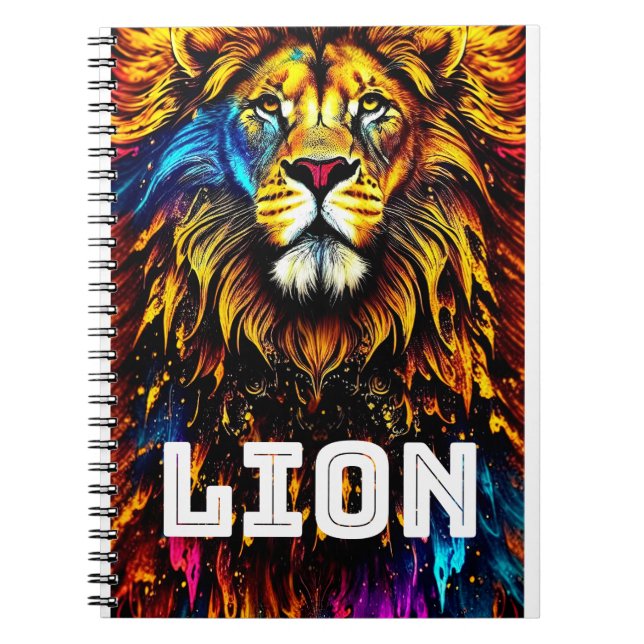 Artistic Lion Art Color Splash Notebook (Front)
