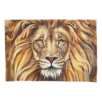 Artistic Lion Face (2 Sides) Pillowcase by FantasyPillows at Zazzle