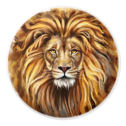Artistic Lion Face Ceramic Knob