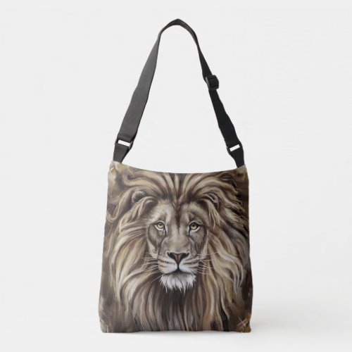 Artistic Lion Face Cross Body Bag