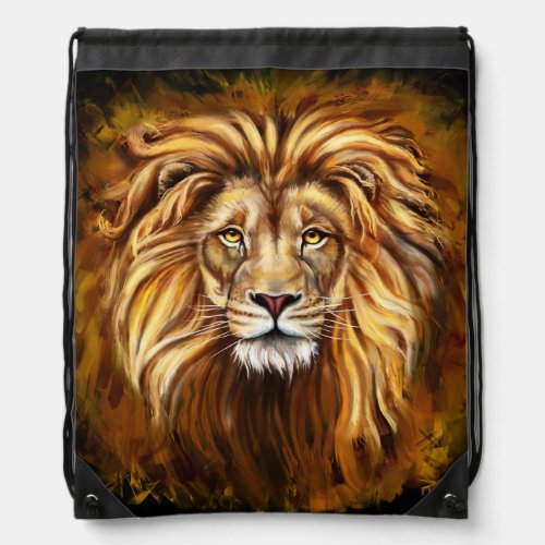 Artistic Lion Face Drawstring Backpack