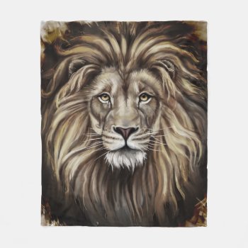 Artistic Lion Face Fleece Blanket by FantasyBlankets at Zazzle