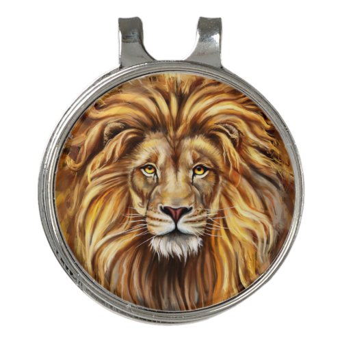 Artistic Lion Face Golf Hat Clip and Ball Marker