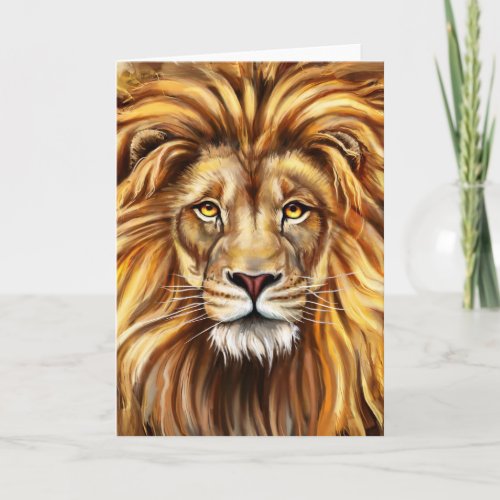 Artistic Lion Face Greeting Card
