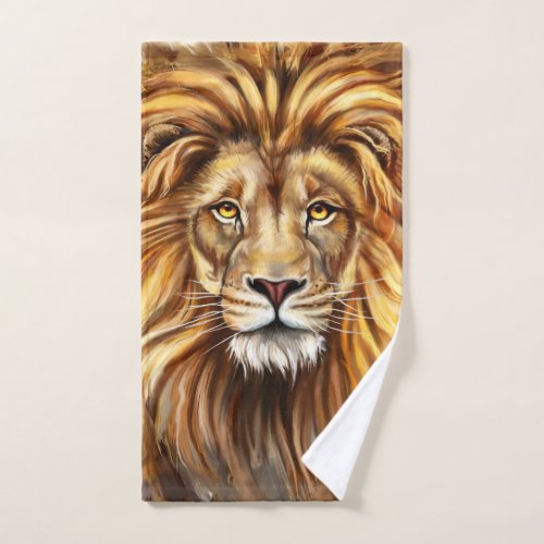 Artistic Lion Face Hand Towel