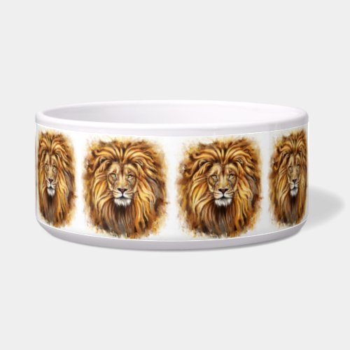 Artistic Lion Face Large Pet Bowl