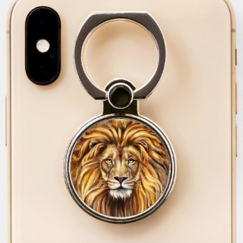 Artistic Lion Face Phone Grip by FantasyCases at Zazzle