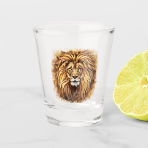 Artistic Lion Face Shot Glass