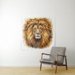 Artistic Lion Face Square Wall Tapestry at Zazzle