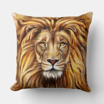Artistic Lion Face Throw Pillow by FantasyPillows at Zazzle