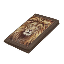 Artistic Lion Face TriFold Nylon Wallet