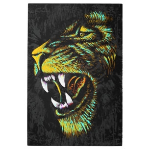 Artistic Lion Head Illustration - Lion Metal Print