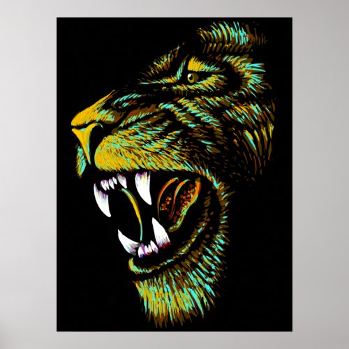 Artistic Lion Head Illustration _ Lion Poster