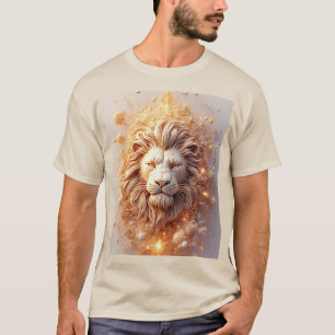 Artistic Lion with Golden Geometric T-Shirt