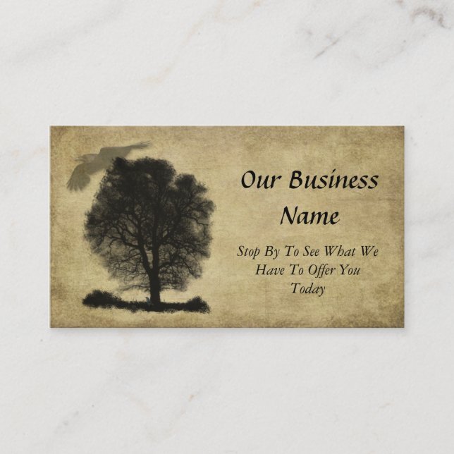 Artistic- Lone Stark Tree & Crow Business Card (Front)