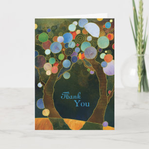Artistic Love Trees Wedding Thank You Card