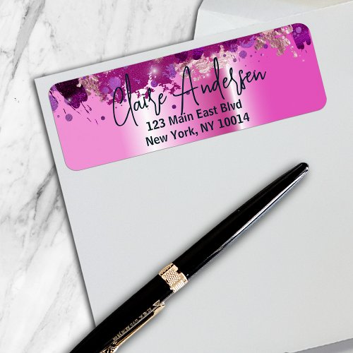 Artistic Luxury Chic Modern Glam Pink Metallic Label