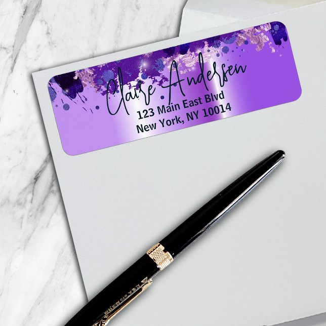 Artistic Luxury Chic Modern Glam Purple Metallic Label (Creator Uploaded)