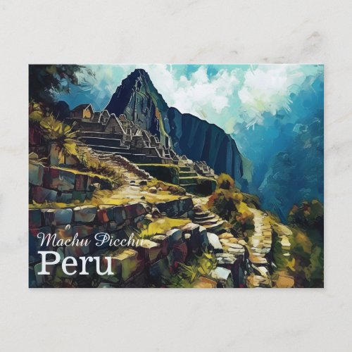 Artistic Machu Picchu Peru Postcard