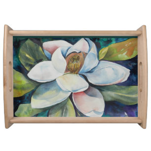 Artistic Magnolia Flower Serving Tray