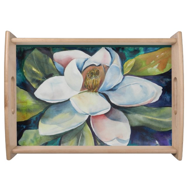 Artistic Magnolia Flower Serving Tray (Front)