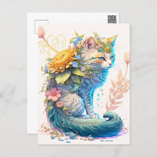 Artistic Majestic Kitty Cat Illustration Postcard