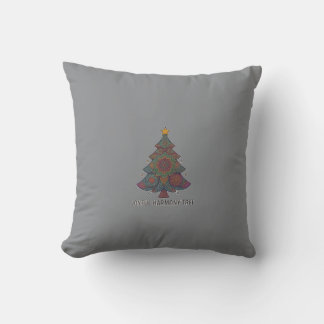 Artistic Mandala Christmas Tree Joyful Harmony Gre Throw Pillow