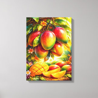 Artistic Mango Orchard Illustration Canvas Print