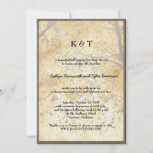 Artistic Maple Tree Vintage Retro Fall Wedding Invitation