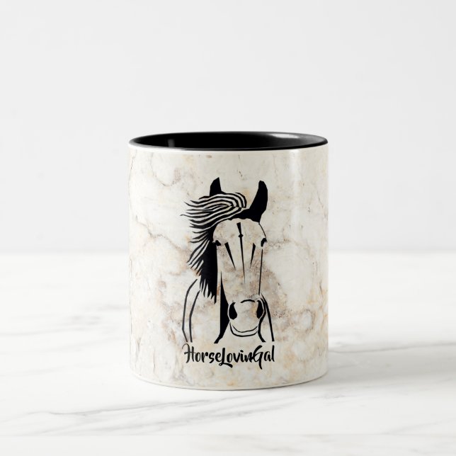 Artistic Marble Style Horse Lovin' Gal Mug (Center)