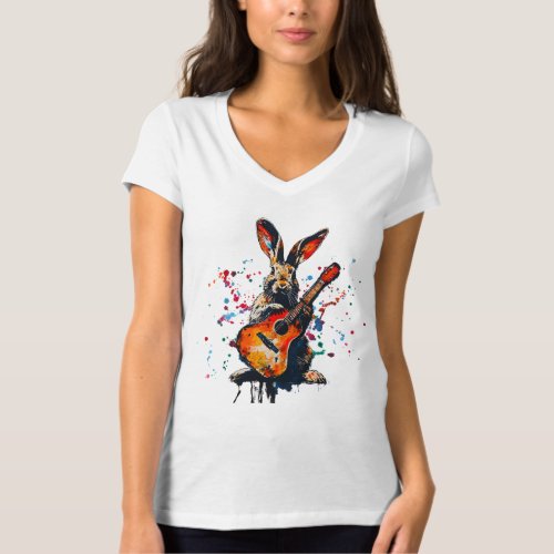 Artistic Melodic Hues The Guitar_Playing Hare T_Shirt