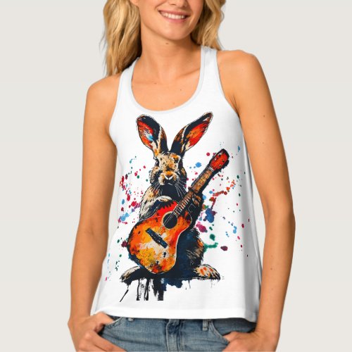 Artistic Melodic Hues The Guitar_Playing Hare Tank Top
