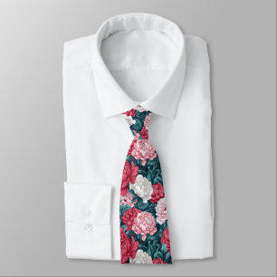 Artistic Mens Accessories Peonies Floral Neck Tie