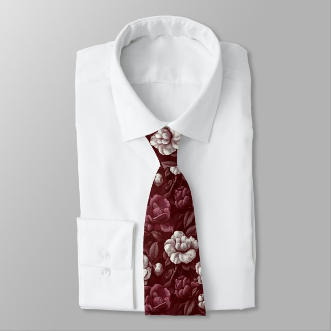 Artistic Mens Fashion Gardenias Neck Tie (Tied)