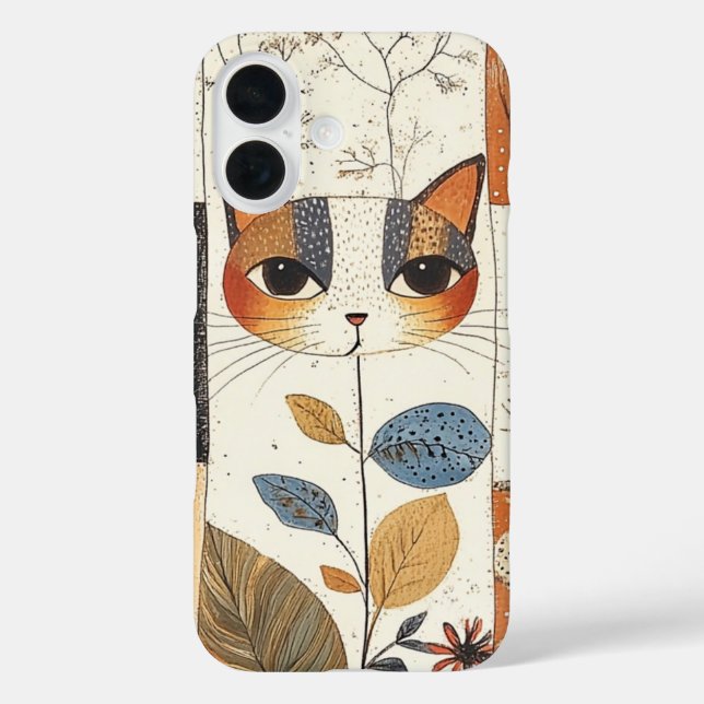 Artistic Mid-Century Modern Cute Cat Case-Mate iPhone Case (Back)