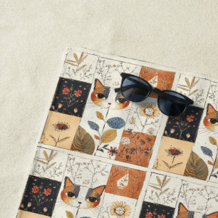 Artistic Mid-Century Modern Cute Cats Beach Towel