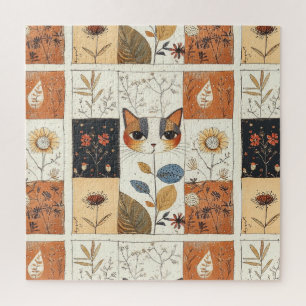 Artistic Mid-Century Modern Cute Cats Jigsaw Puzzle