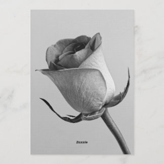 Artistic Minimalist Black and White Rose Bud Invitation