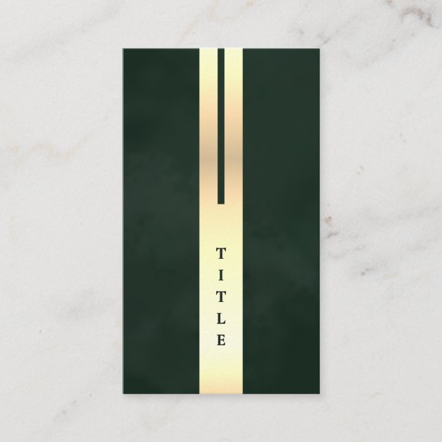Artistic Modern Emerald Green & Gold Business Card (Front)