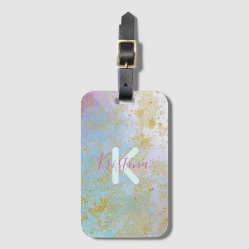 Artistic Modern Glam Chic Glittery Pastel Custom  Luggage Tag