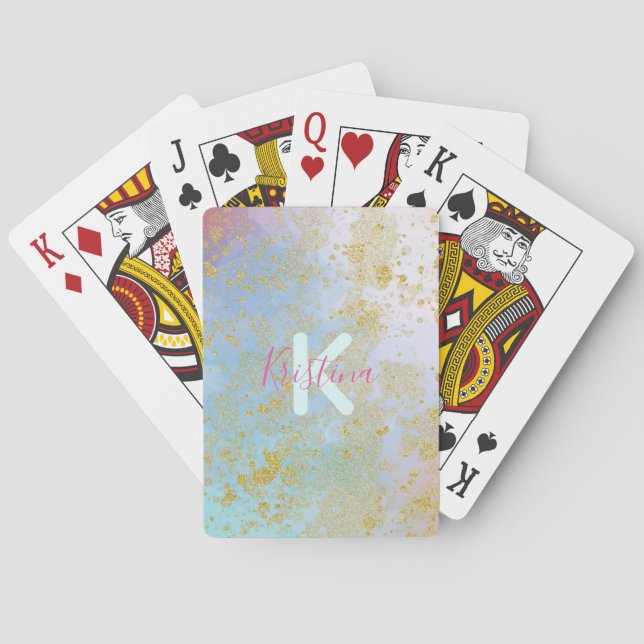 Artistic Modern Glam Chic Glittery Pastel Custom Poker Cards (Back)