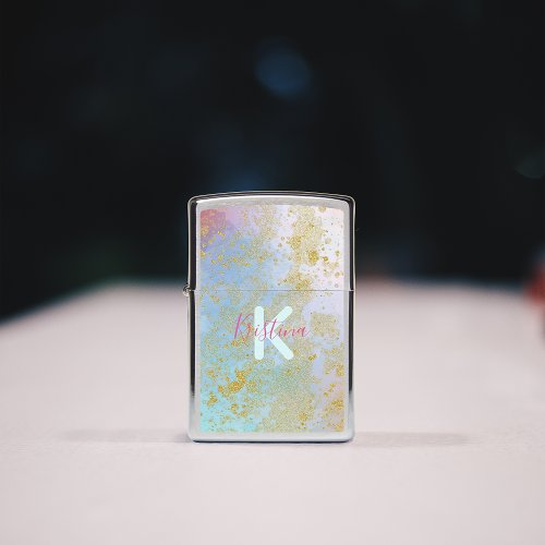 Artistic Modern Glam Chic Glittery Pastel Custom Zippo Lighter