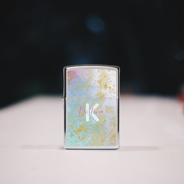 Artistic Modern Glam Chic Glittery Pastel Custom Zippo Lighter (Creator Uploaded)