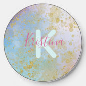 Artistic Modern Glam Chic Glittery Pastel Wireless Charger (Front)
