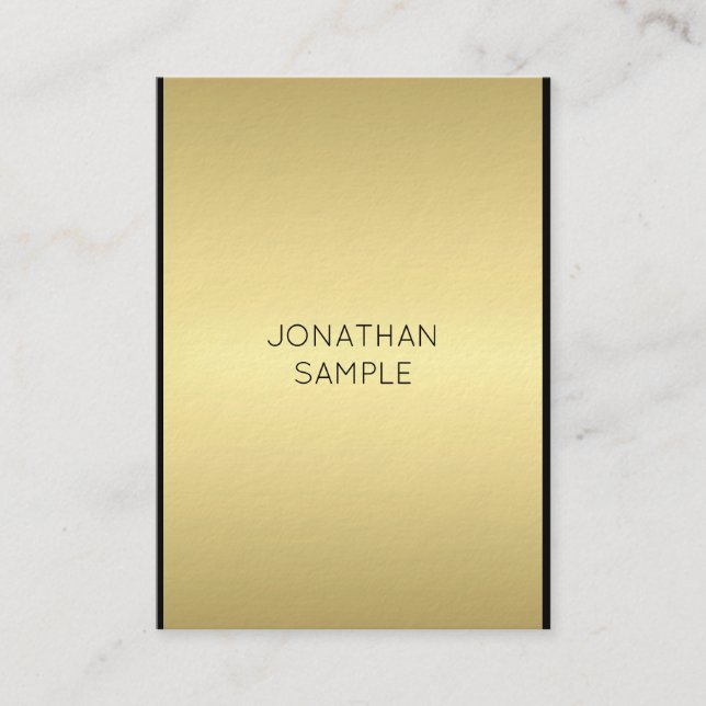 Artistic Modern Glamour Elegant Black Gold Elite Business Card (Front)